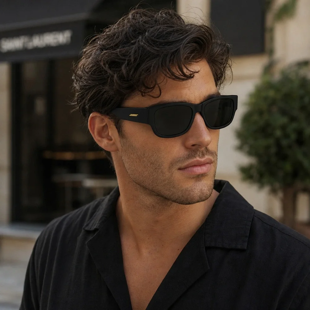 Bottega Veneta BV1026S Black Oversized Bold Square Sunglasses NIB